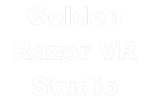 Golden Razor Vr Studio White Text Logo